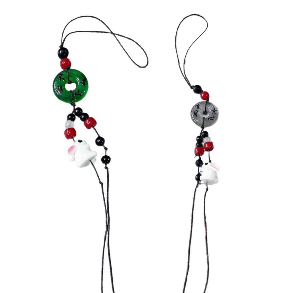 Resin Rabbit Charm with Rope for Phone Key Rabbit Pendant Phone Charm Ping Buckle Key Ornament for Trendy Individuals