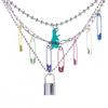 Pin Clavicle Necklace, Round Bead Lock Necklace, Choker Necklaces