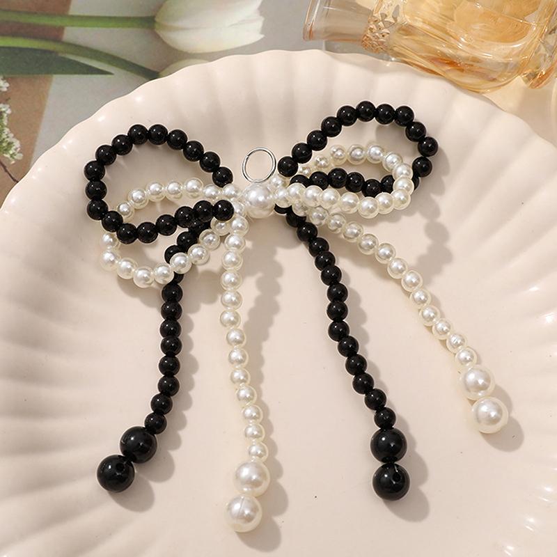 

1Pcs Double Layered Pearl Bead Bowknot Charm Shoe Buckle Handmade Shoes Clip Decoration Bag Pendant Bow Key Chain Accessories A4