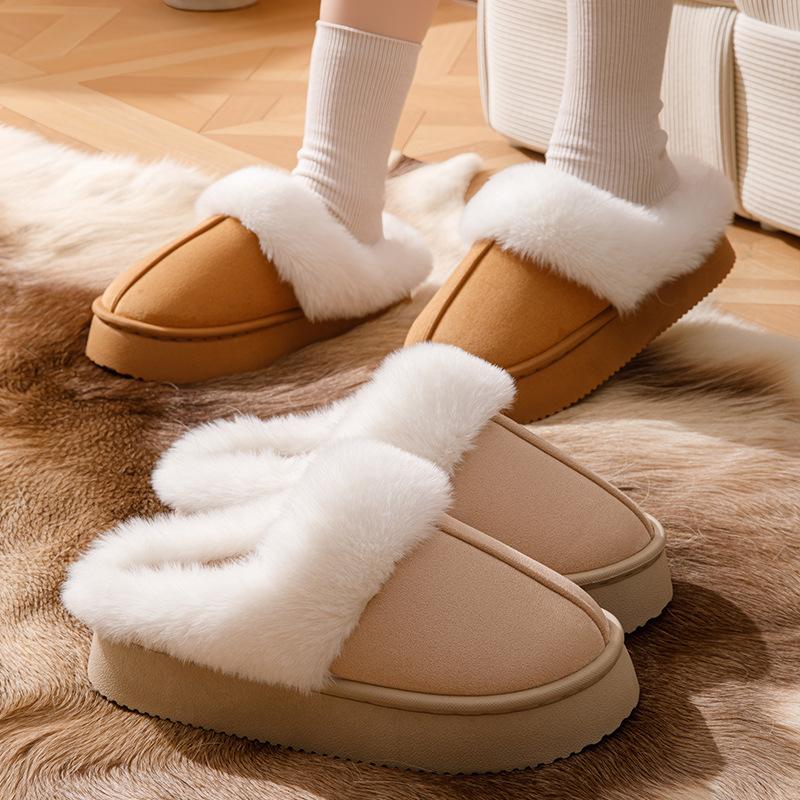 Heel fleece fashion cotton slippers autumn and winter home warm wool slippers soft and comfortable indoor shoes