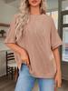 Womens Ribbed Batwing T Shirt Short Sleeve Loose Fit Summer Tunic Top