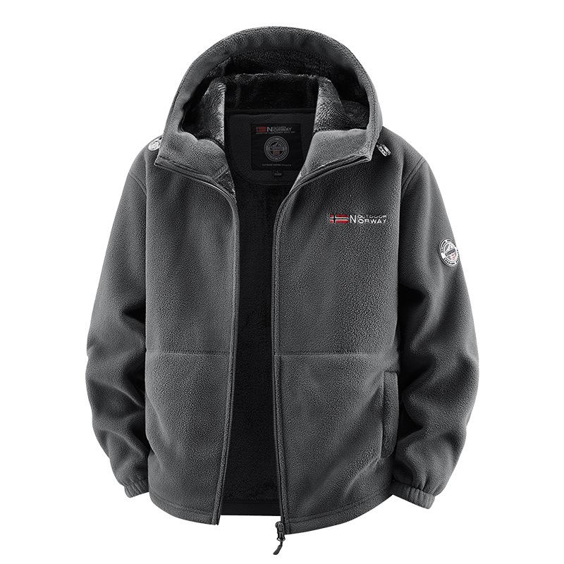 Oversized herrejakke, fleecejakke, sporty og varm