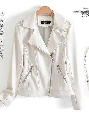 Damen Slim Fit Schafslederjacke, Kurz Übergröße Koreanischer Stil, Schwarzer Mantel für Frühling & Herbst 2025