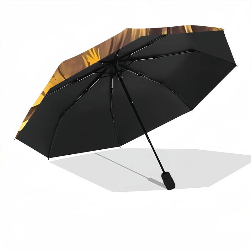 1pc Lion Majesty Automatic Folding Umbrella Portable Collapsible Umbrella for All Seasons, 8-Rib Durable Construction, Perfect Gift 037
