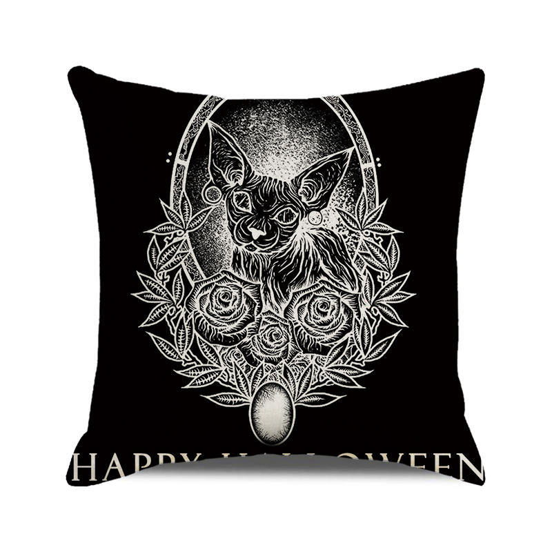 Halloween Trick or Treat Linen Cushion Cover 45x45cm Cartoon Sofa Pillow Case