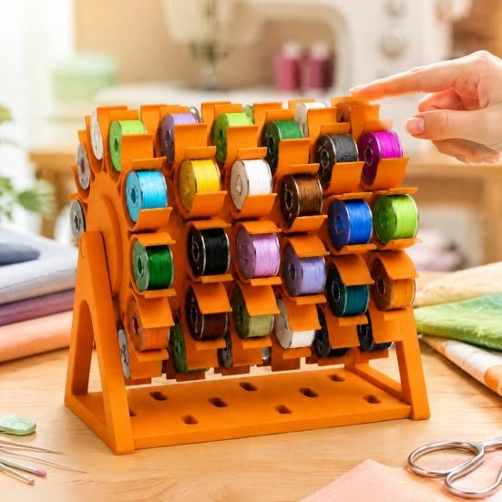 Estante de 60 Bobinas, Estante Organizador de Hilo de Coser de 60 Bobinas, Soporte de Exhibición Giratorio de 360 Grados Ahorrador de Espacio, Soporte de Almacenamiento de Mesa para Bordado y Patchwork