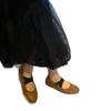 Sheepskin version! Single shoes women's round head, light mouth inner height-increasing flats, cross straps, khaki soft-soled ballet shoes