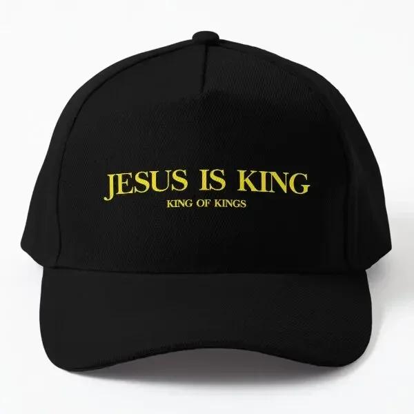 Jesus Is King King Of Kings Jesus Rey  Baseball Cap Hat Women Sun Sport Czapka Fish Snapback Solid Color Casual Bonnet  Outdoor Black