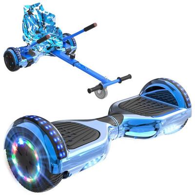 RCB Hoverboard + Kart 2-in-1 6,5 Zoll Bluetooth und LED – Verstellbares Karting – blau/blau – Ideales Geschenk für Kinder