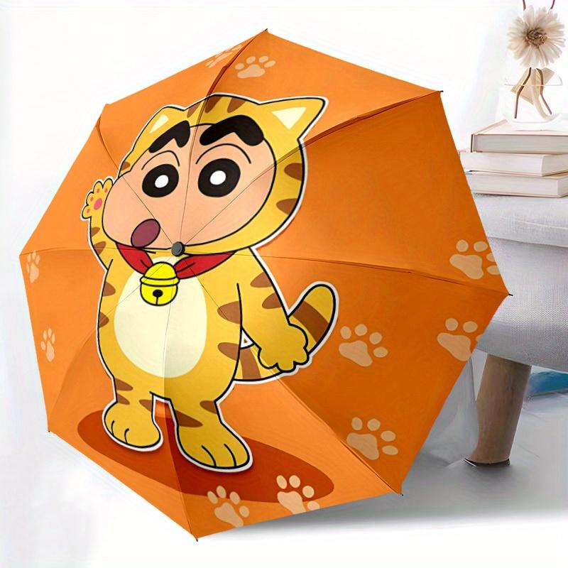 1pc Crayon Shin-chan Tiger Automatic Open/Close Umbrella Sturdy Iron Frame, Compact Travel Umbrella - Perfect Gift for Women, Men 0829101