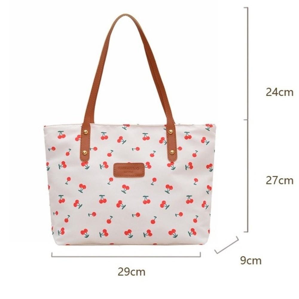 Large Capacity Shoulder Bag Sweet Cherry-Print Versatile Style Tote Bag Trendy Design Fashionable Women Shoulder Bag