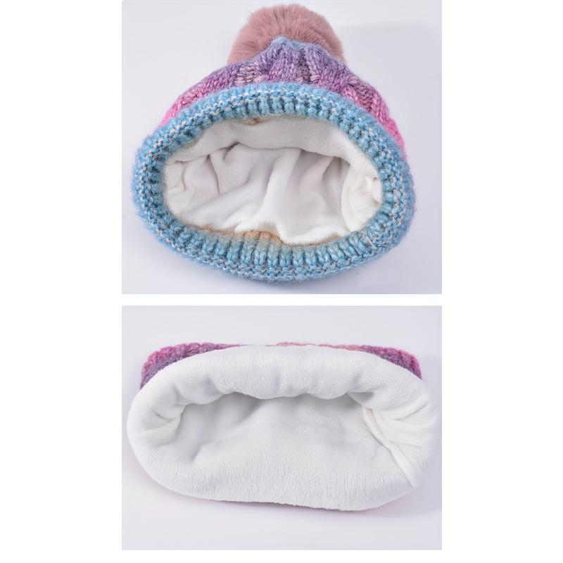 2025 Winter Beanie Hat and Scarf Set for Women - 2pc Acrylic Knit Fabric, Solid Color with Plush Lining, Ear Warmer Design, Hand Wash