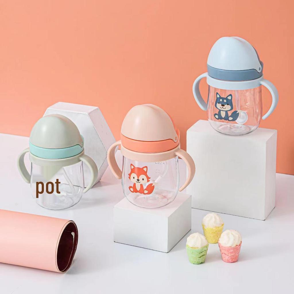 Children's 250ml Straw Sippy Cup with Handle - PC Plastic