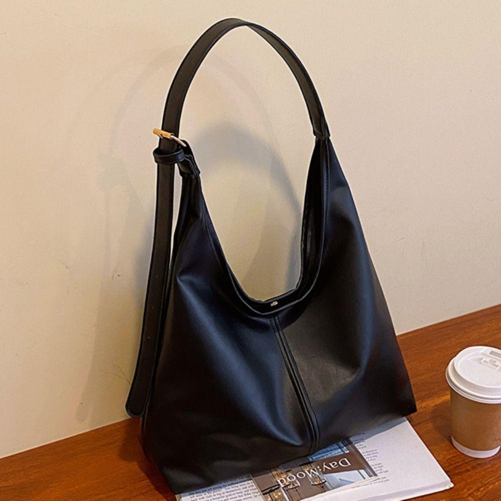 Retro Pu Leather Tote Bag Korean Style Women's Underarm Bag Autumn Commute Shoulder Bag Travel