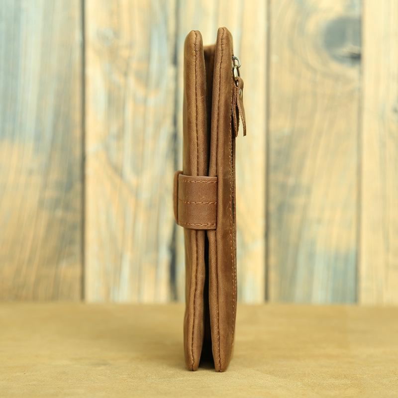 Retro Crazy Horse Leder Geldbörse Erste Schicht Rindsleder Herren Geldbörse Lang und Kurz Leder Multi-Karten Damen Geldbörse