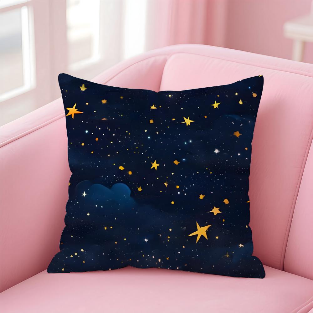 PPretty dream Galaxy starry sky Cushion Cover Pillow Case Soft Friendly Fabric  Concealed Zipper