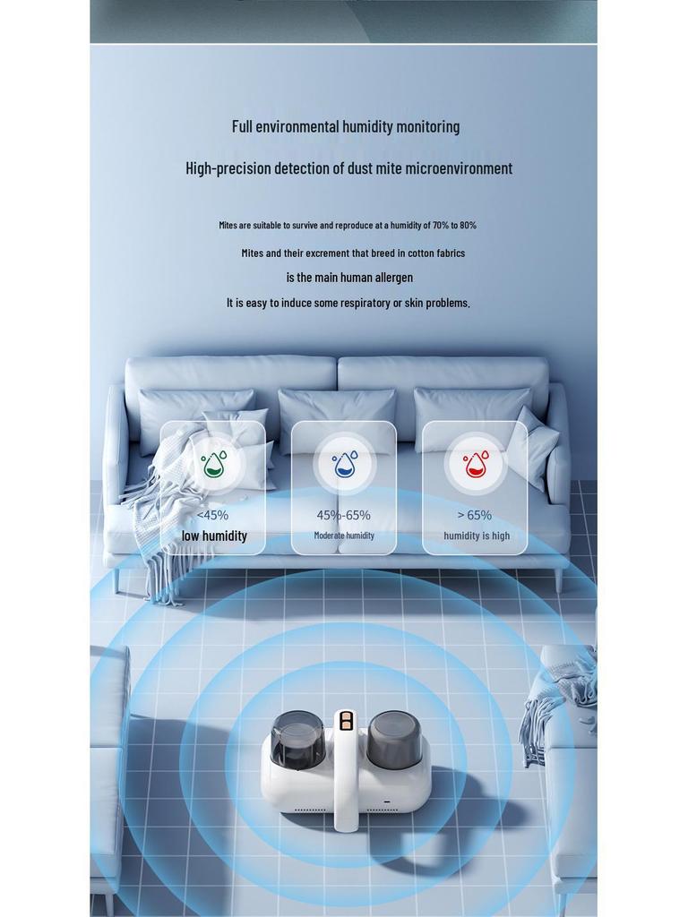 Dual-Cup Ultrasonic UV Bed Mite Remover with Wireless Vacuum
