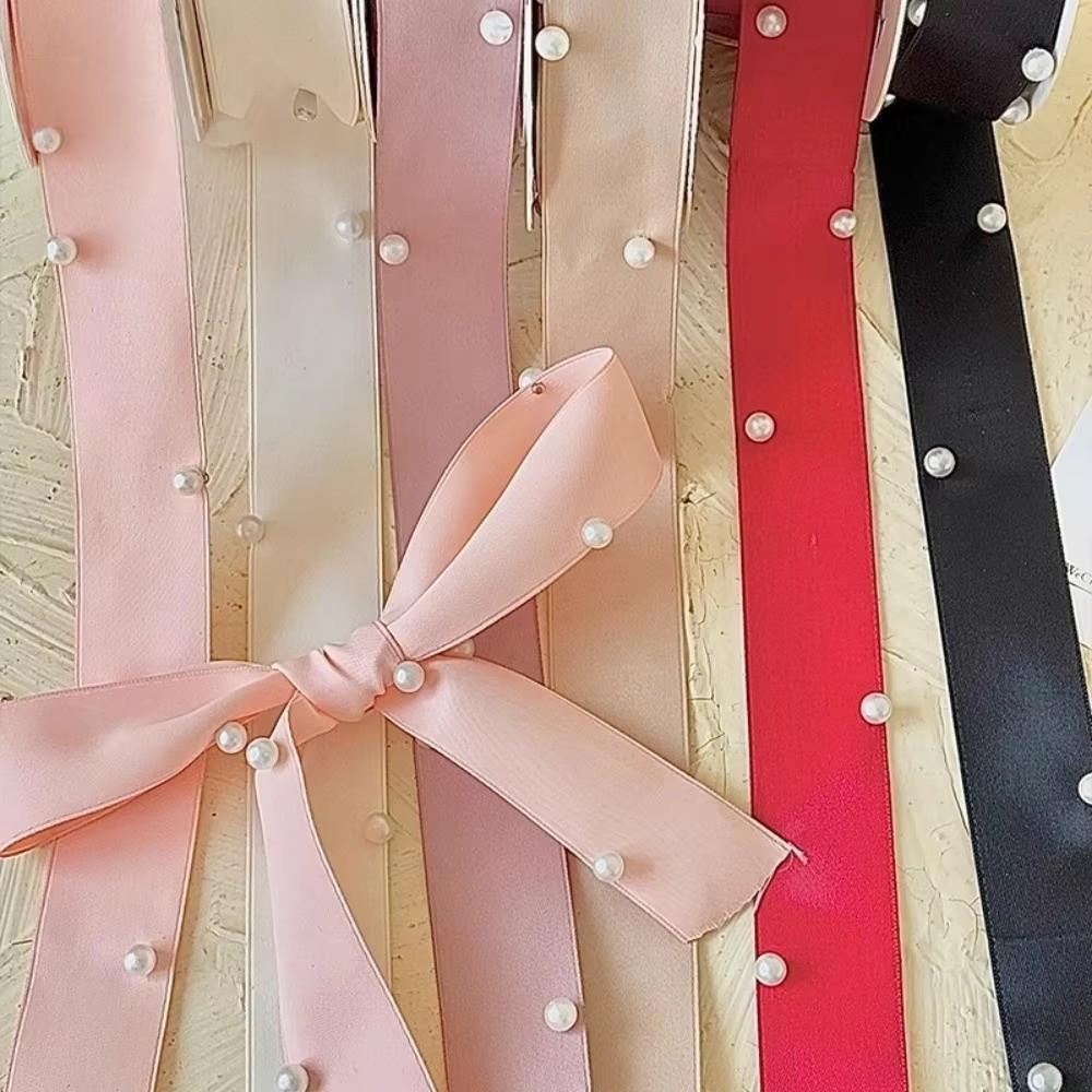 1 Roll Wrapping Ribbon Pearl Satin Fabric Ribbon Decorative Satin Ribbon Wedding Decoration