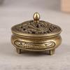 Vintage Lotus Incense Burner Metal Buddhism Buddha Holder Hollow Out Copper Three Legged Sandalwood Censer Home Decoration
