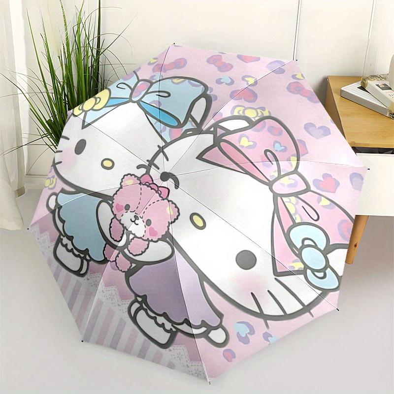 

Hello Kitty, Pastel Automatic opening and closing folding umbrella with 8 rib frame and compact travel design, perfect for all occasions | S