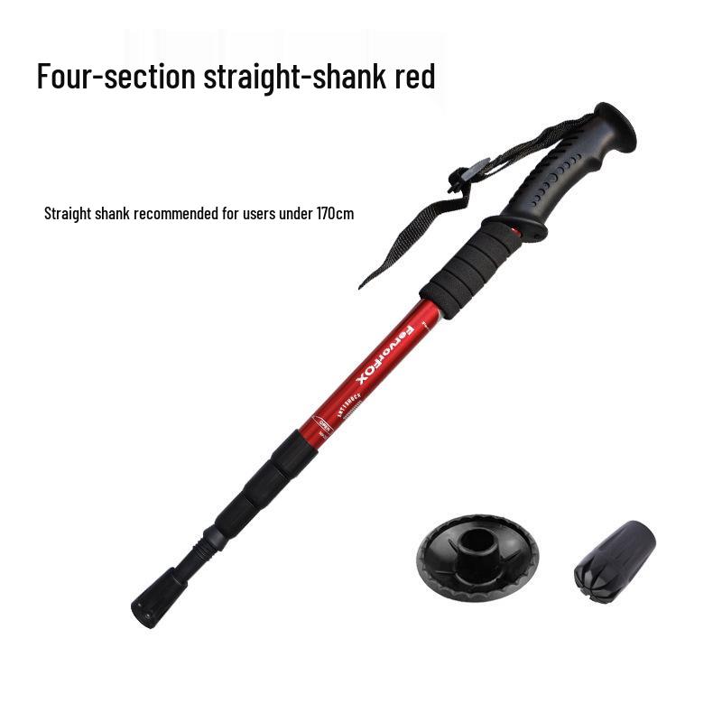 Telescopic Aluminum Trekking Pole with Anti-Slip Handle - Four-Section Portable for Men and Women