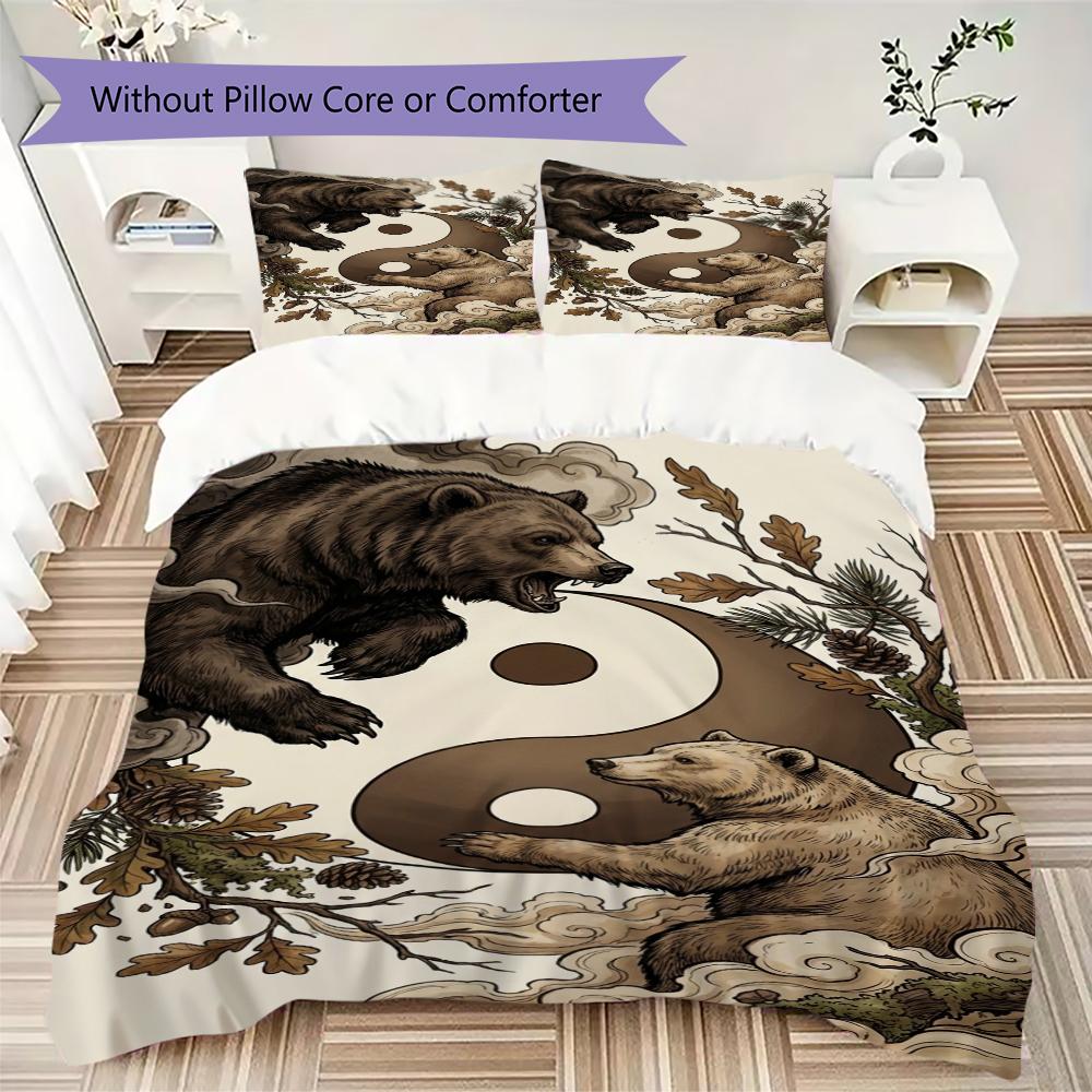 Bear and Panda Pattern Bedding uilt Set uilt Cover Pillowcase Home Decoration Birthday Gift (1 * duvet cover + 2 * pillowcase  without core)169