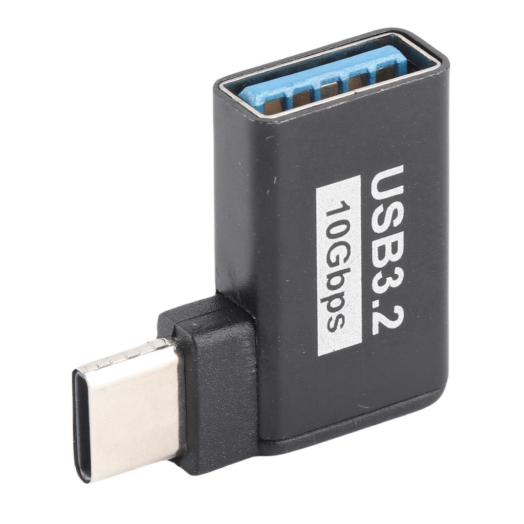 90 Degree USB 3.2 Female To USB‑C Male OTG Adapter Support High Speed Data Sync Fast Charging
