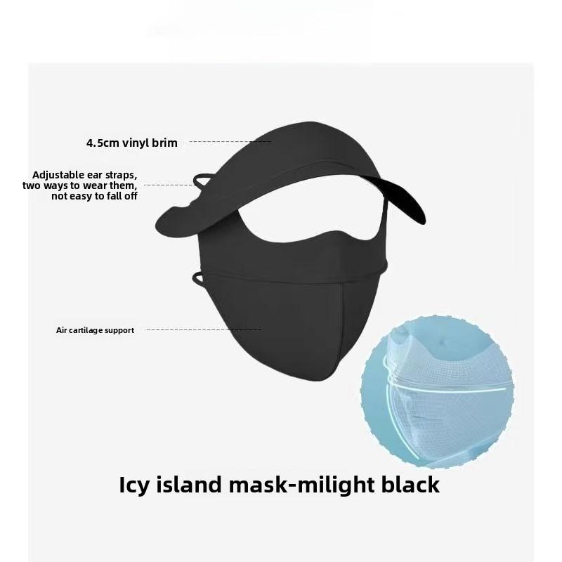 1PCS Polyester Ice Silk Mask Portable Sunshade Breathable Sunscreen Mask Outdoor With Brim Sun Protection Hats