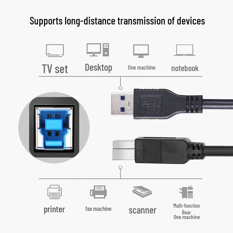Shenghua Vision USB 3.0 Square Port Printer & Data Cable (CN version)