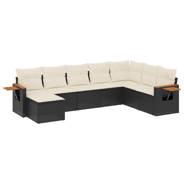 VidaXL Garden Lounge Set with Cushions 8 Pcs, Patio Sofas, Patio Furniture Set, Outdoor Furniture, Black 3259487