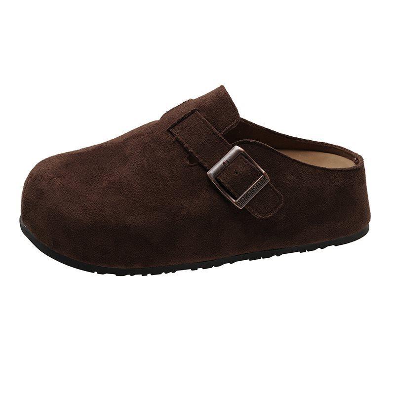 Height-increasing Head Slippers Women Wear One Pedal Autumn and Winter Semi-thick Bottom New 2025 Lazy Slippers Retro Bag Birkenno