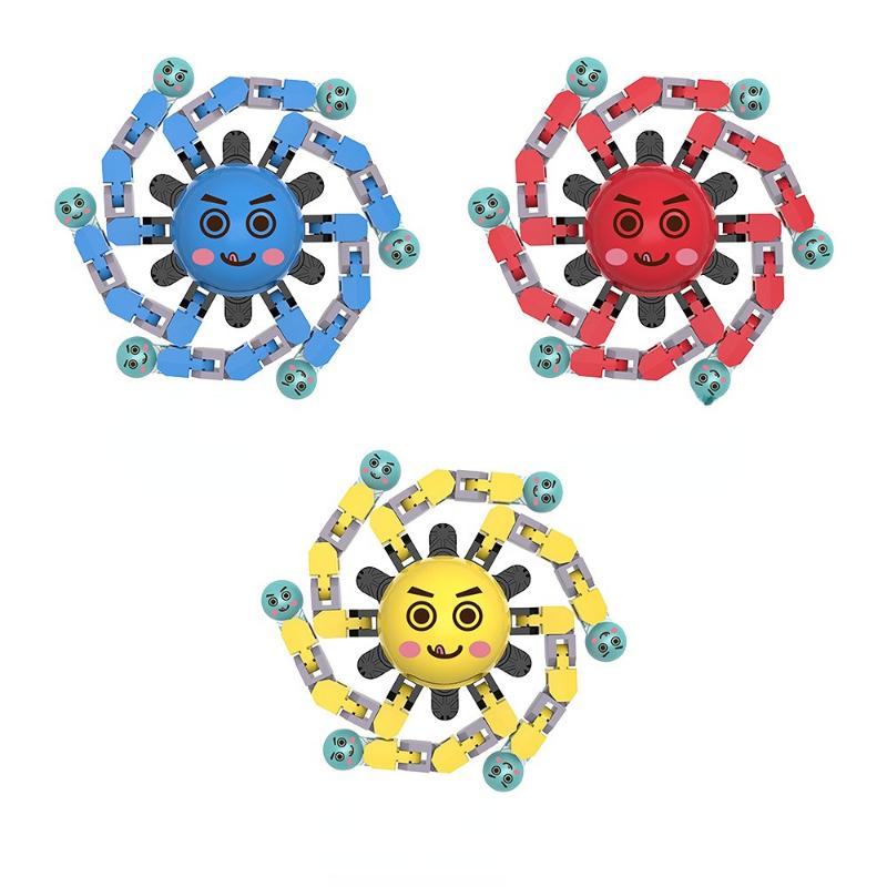 Luminous Changeable Mechanical Fingertip Gyro Decompressing Finger Gyro Face Changing Children's Toys
