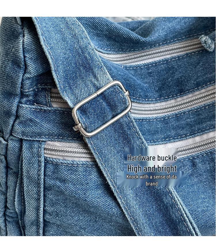 2025 Women's Harajuku Style Denim Canvas Crossbody Bag - Large Capacity, Simple Design