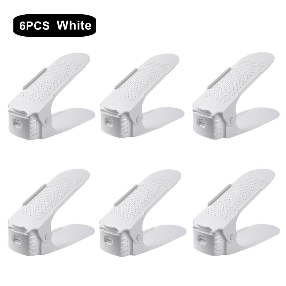 6/12/16Pcs Shoe Slots Organizer,Adjustable Double Layer Stack Shoe Rack,Shoe Stackers,50% Space-Saving Storage Shoe Rack Holder