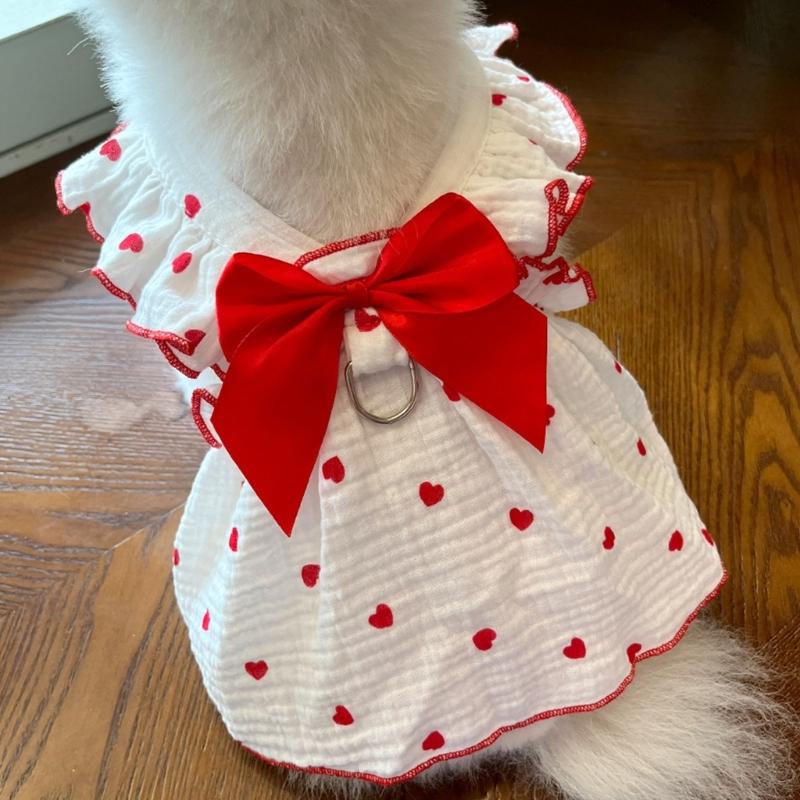 Heart Pullover Dog Dress for Medium to Large Dogs for Spring Basic Heart Pullover Clothes Princess Heart Pattern