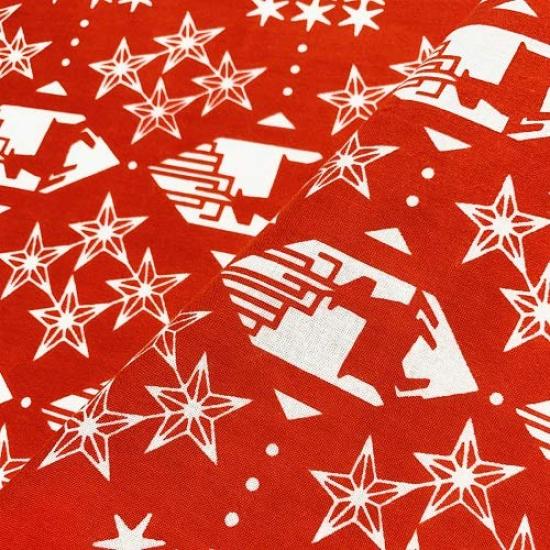 Dyeing Anbo Hand Towel Eve Pattern Red Authentic Dyed Cotton Tokuoka Made in Japan 35cm x 100cm "Christmas - Reindeer" 100%