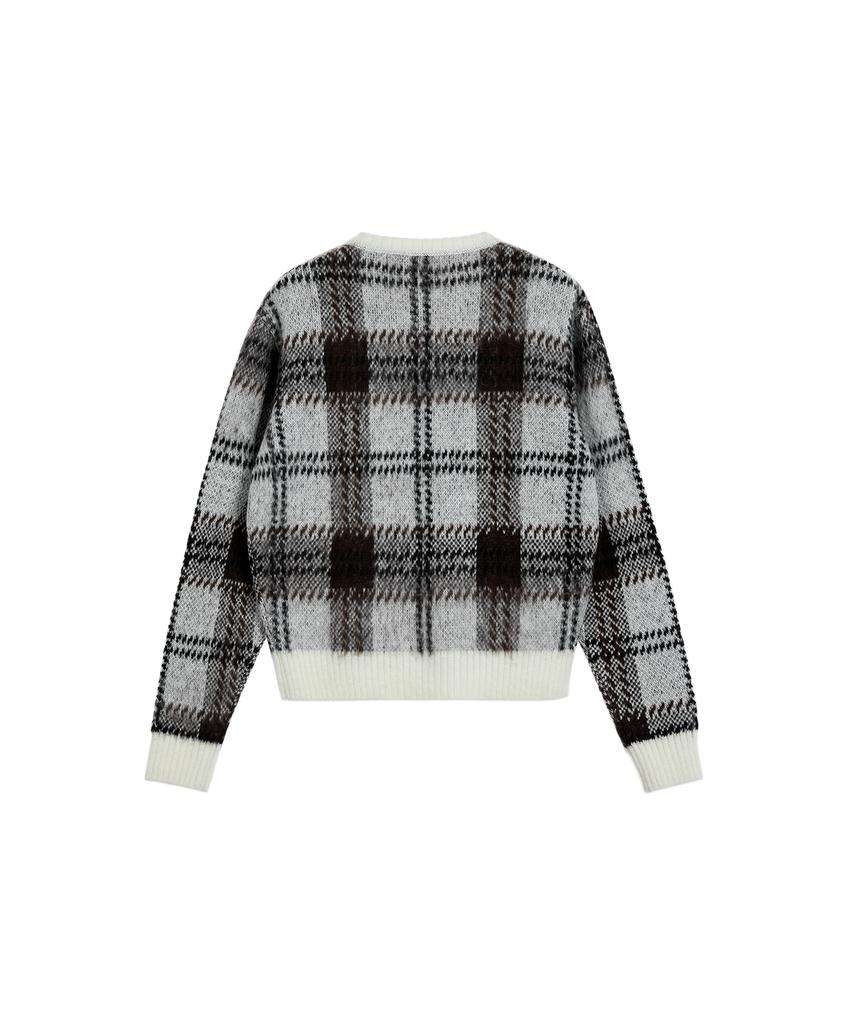 Rest And Recreation Check Pattern Hairy Sweater - Ivory