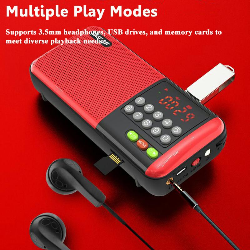 Mini FM Radio LED Display Digital Radios Receiver Wireless Bluetooth Speaker with Flashlight TF Card USB 3.5MM Headphones Play