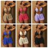 2025 European & American Solid Color Sexy Three-Piece Beach Swimsuit for Women