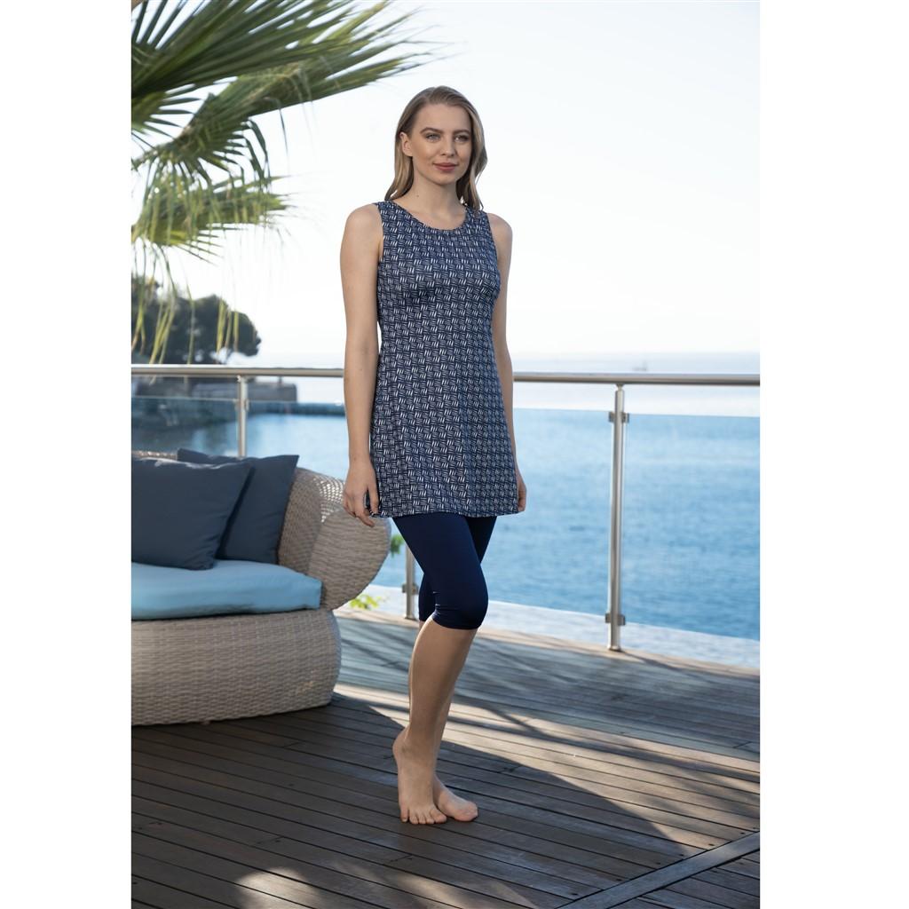 Estiva Japone Sleeve Digital Print Sleeveless Tights Swimsuit