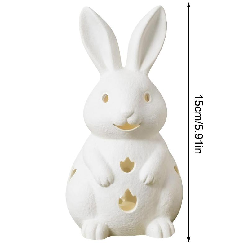 Easter Hollowed Out Rabbit Resin Candlestick, White Bunny Candle Holder, Home Decoration With Tea Light Opening