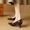 Fashion Spring/Autumn Women Pumps Pointed Toe Kitten Heel Shoes Patent Leather Shoes for Women Elegant High Heel Metal Decoration Shoes