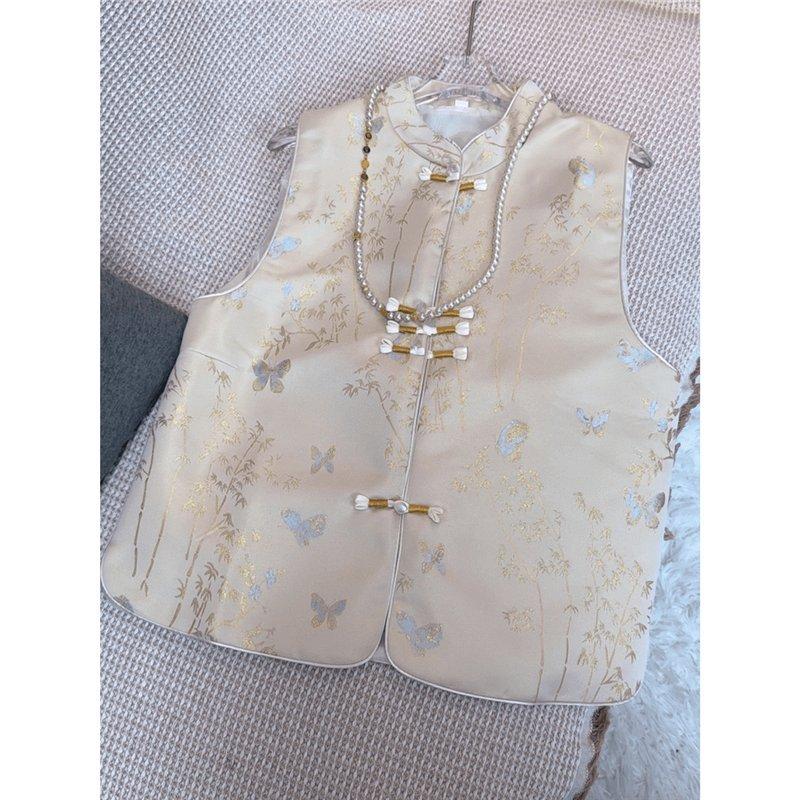 

Жилет-мать вышитый литературный золотой шелк жаккард новый темперамент жилет 3XL [recommended 138-75 kg]