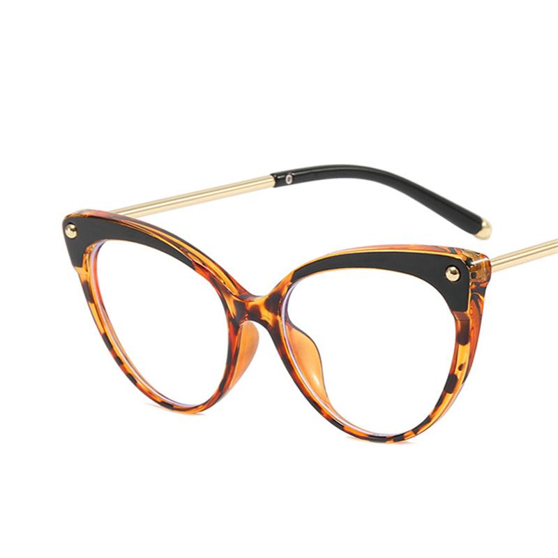 Fashion Cat Eye Rivet Glasses Frame For Women Anti-Blue Light Metal Frame Eyewear Vintage Eyeglasses