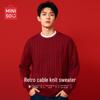 MINISO Men's American Retro Round Neck Knitted Pullover Sweater