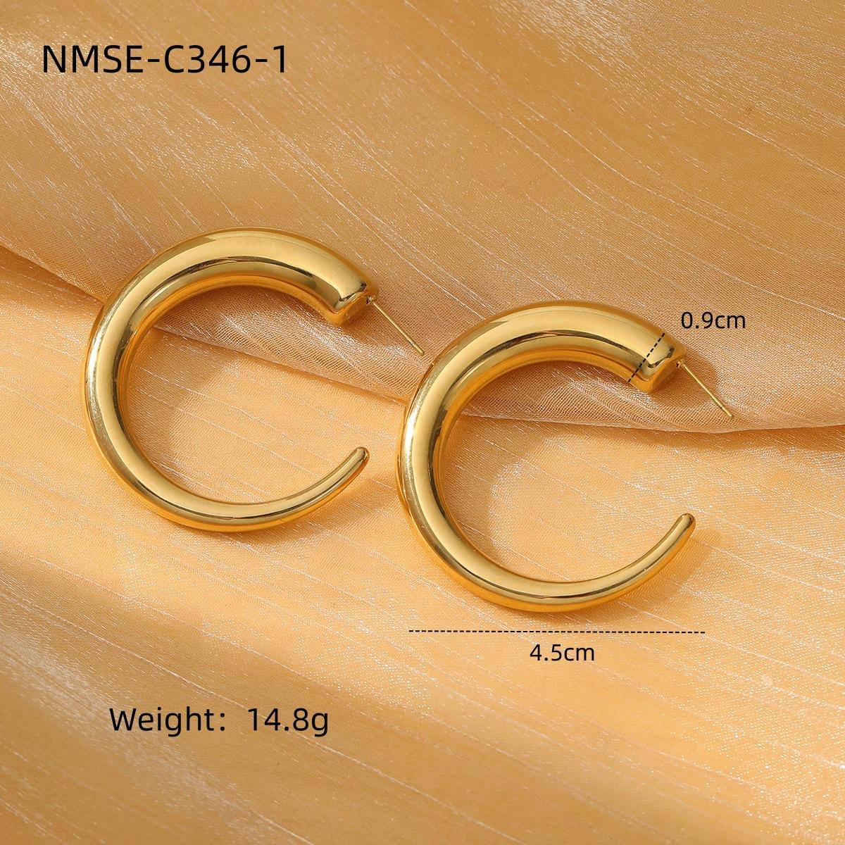 GEMCHIC Women s C-Shaped Stainless Steel Hoop Earrings 18K Gold Plated Fashion Jewelry
