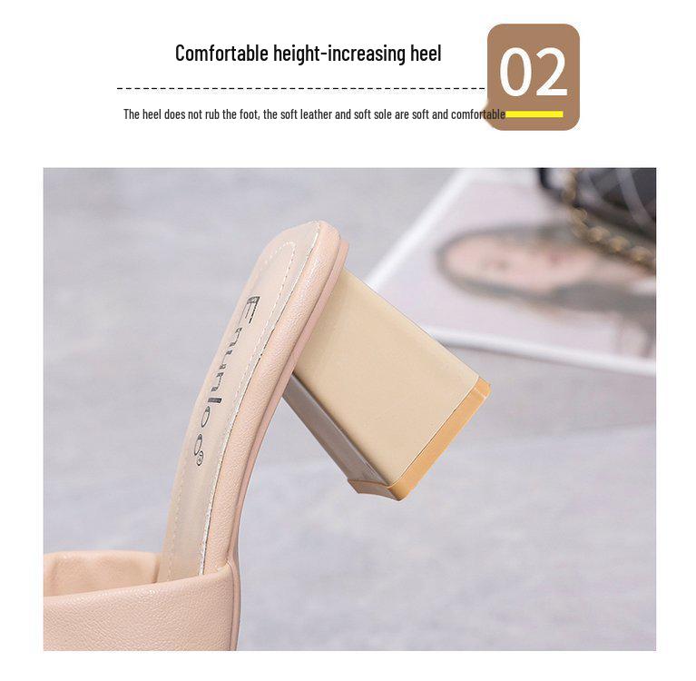 Women's High Heel Chunky Square Toe Mules - 2022 Spring/Summer Korean Style Trend