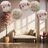 Pack of 5 Japanese And Chinese Themed Lanterns Feature Cherries Blossom And Persimmons  For Seasonal Celebration