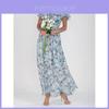 Basic Style Flowy Chiffon Floral Maxi Dress With Ruffle V Neck For Summer Casual Wear