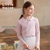 Little Naive Girls' French Style Lace Collar Long Sleeve T-Shirt